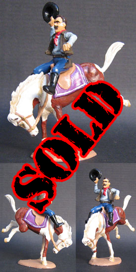 Cowboy on bucking horse, fully painted