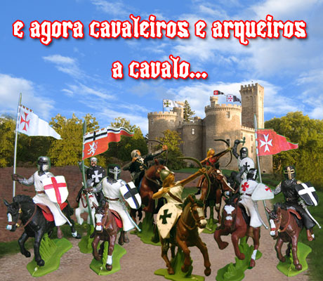 Cavaleiros e arqueiros medievais a cavalo