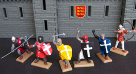 Crusaders knights in coloured tunics set