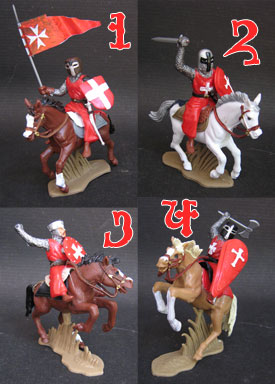 Hospitaller Knights, red clothes, on Horseback set