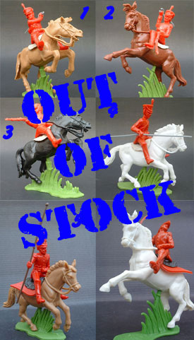 Unpainted Napoleonic Cavalry in red Plastic